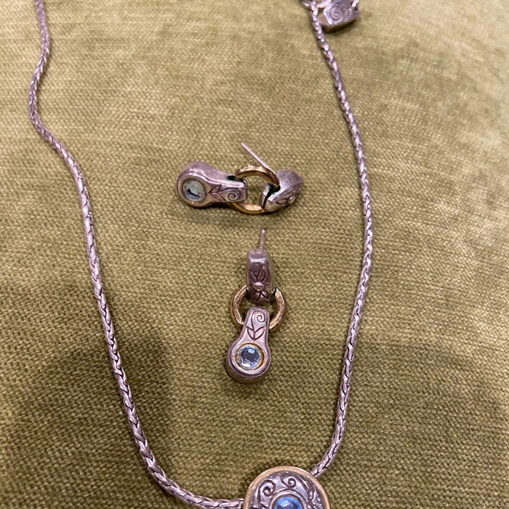 Brighton Necklace & Earrings w/ blue topaz